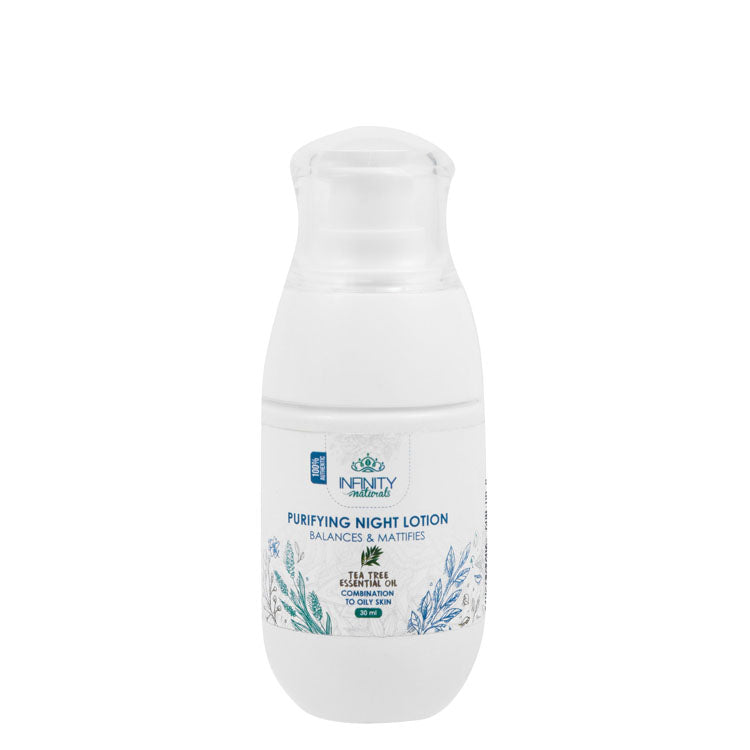 Infinity Purifying & Mattifying Facial Night Lotion with Tea Tree Essential Oil for Combination to Oily Skin - silicone free, parabens free, fragrance free