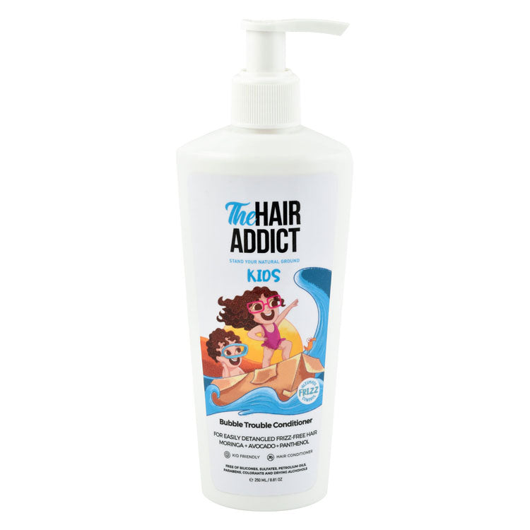 The Hair Addict Kids Bubble Trouble Conditioner with Moringa, Avocado & Panthenol for Detangled & Frizzy Hair - parabens free, colorants free, silicones free