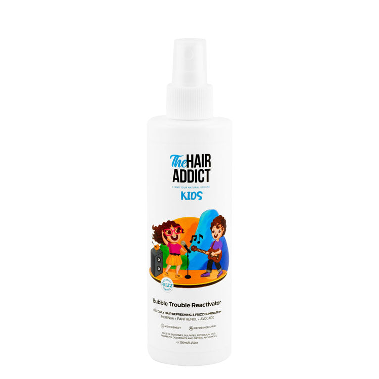 The Hair Addict Bubble Trouble Refreshing & Anti-Frizz Hair Serum with Moringa, Panthenol & Avocado Extract for Kids - silicones free, sulfate free, parabens free