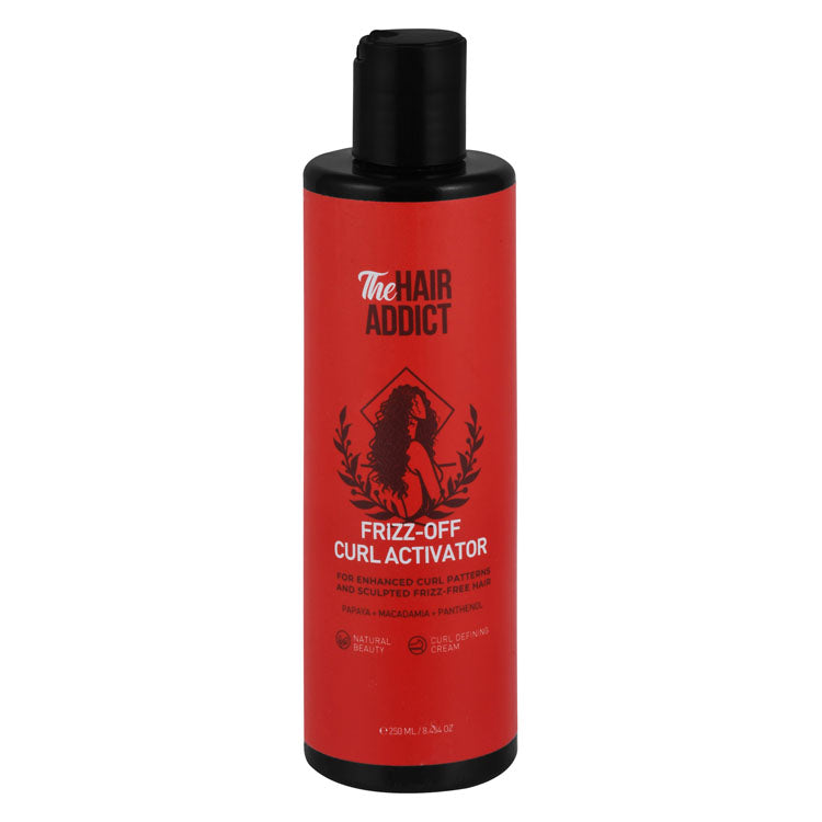 The Hair Addict Frizz-Off Curl Activator Hair Cream with Panthenol, Papaya & Macadamia Extracts - SLS free, SLES free, silicones free
