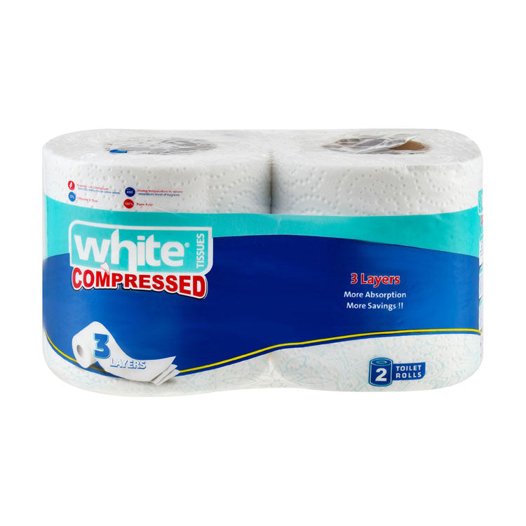 ورق تواليت أبيض مضغوط 3 طبقات
