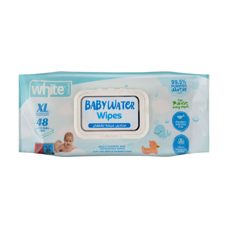 White Baby Water Wipes - parabens free, alcohol free