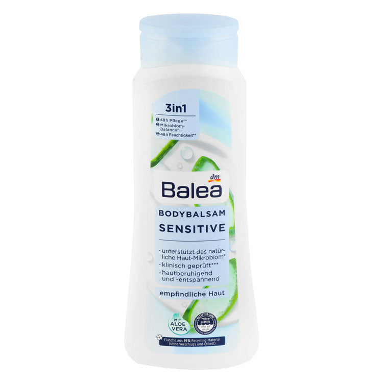 Balea 3in1 48H Moisturizing, Soothing & Microbiome Balancing Body Balm with Aloe Vera for Sensitive Skin - vegan, microplastic free, synthetic polymers free
