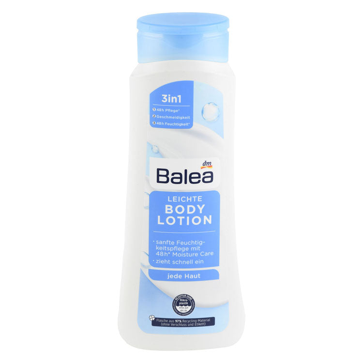 Balea 3in1 48H Moisturizing & Smoothening Light Body Lotion for All Skin Types - vegan, microplastic free, synthetic polymers free