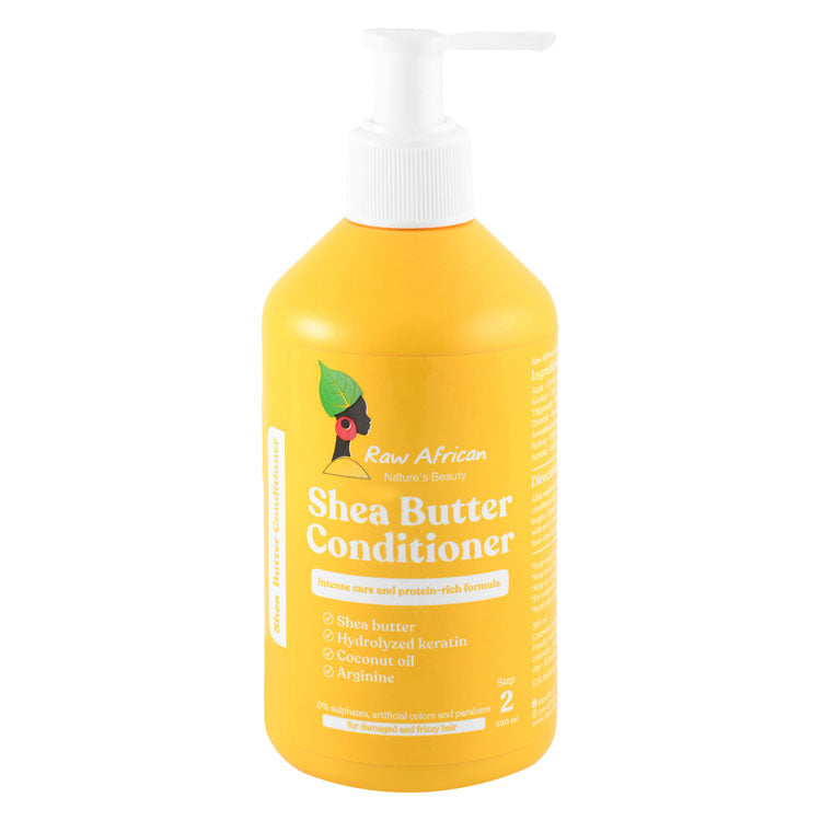 Raw African Intense Care & Protein-Rich Conditioner with Shea Butter, Coconut Oil & Arginine for Damaged & Frizzy Hair - sulfates free, artificial colors free, parabens free
