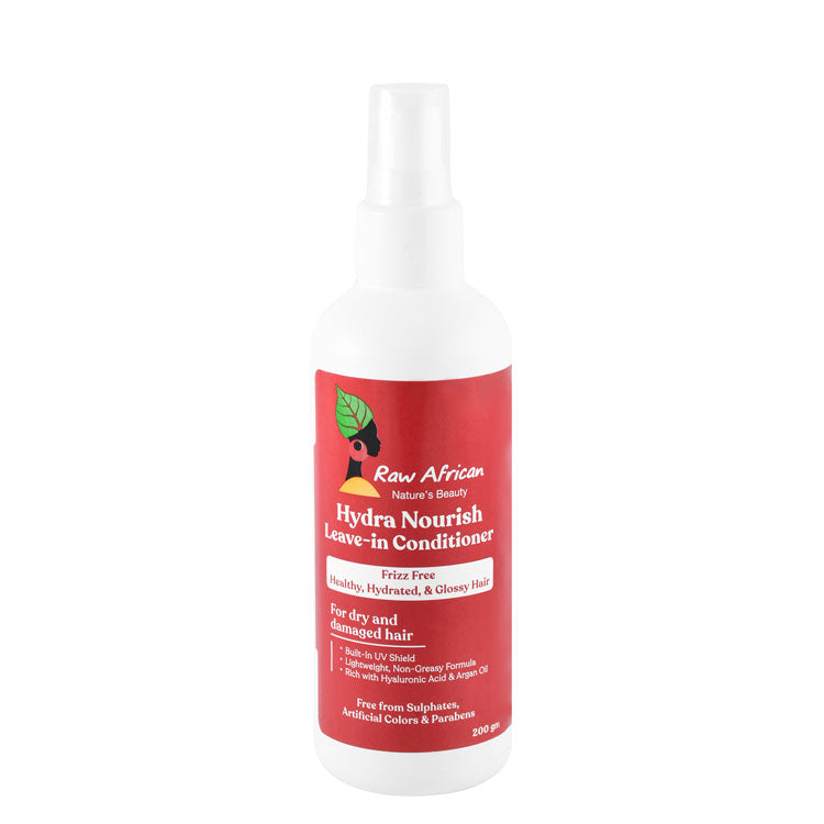 Raw African Non-Greasy Hydra Nourishing & Anti-Frizz Leave-In Conditioner with Hyaluronic Acid & Argan Oil for Dry & Damaged Hair - sulfates free, artificial colors free, parabens free