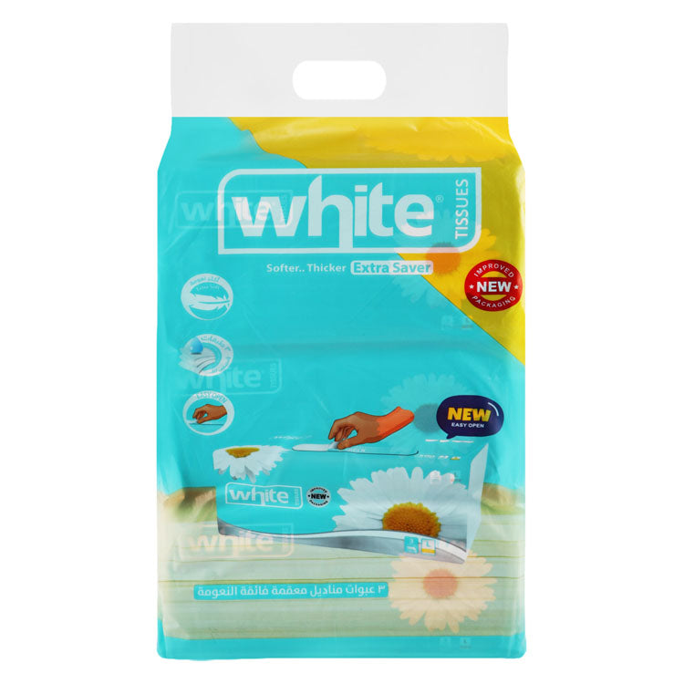 مناديل وجه بيضاء كبيرة معقمة، 3 طبقات