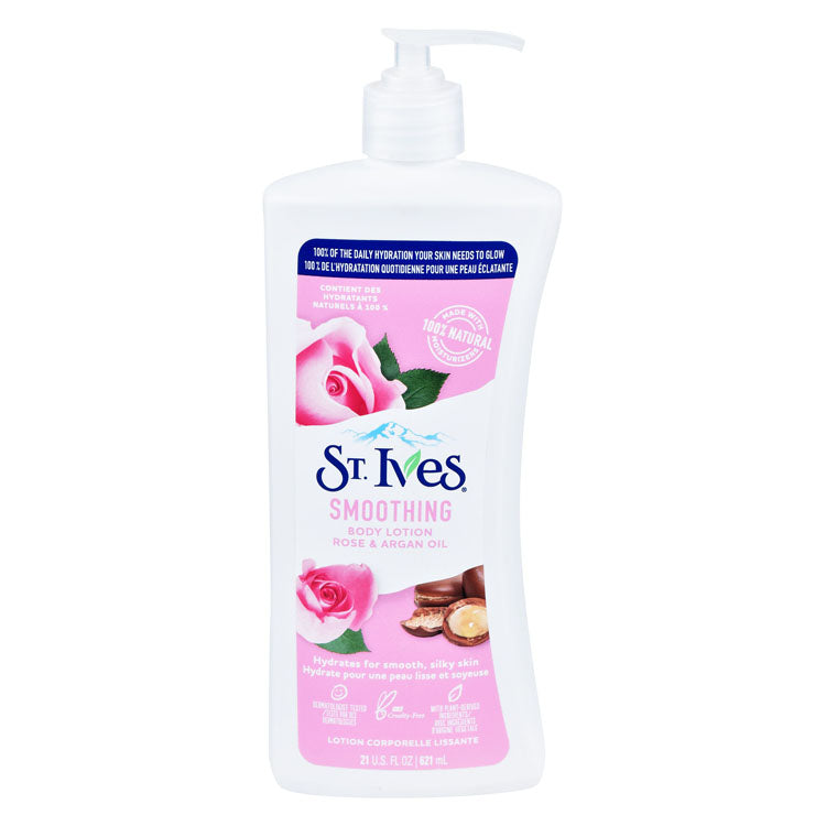 St. Ives Smoothing Non-Greasy Body Lotion with Rose Extract & Argan Oil - cruelty free