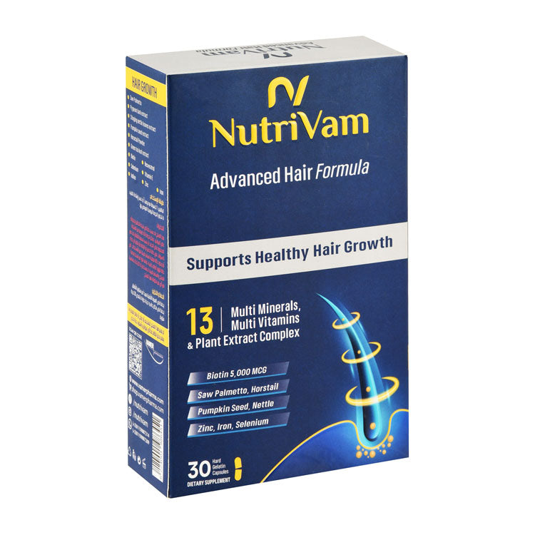 Nutrivam 250mg Saw Palmetto Fruit Extract & 5mg Biotin Healthy Hair Growth Support Supplement with Selenium, Vitamin E & Zinc