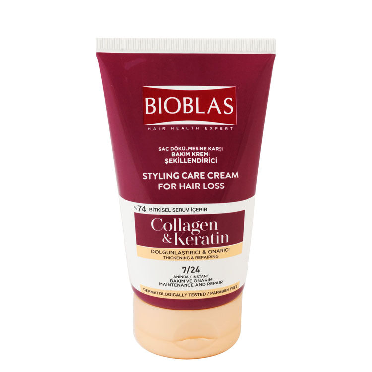 Bioblas Thickening, Repairing & Anti-Hair Loss Hair Cream with Collagen & Keratin - parabens free