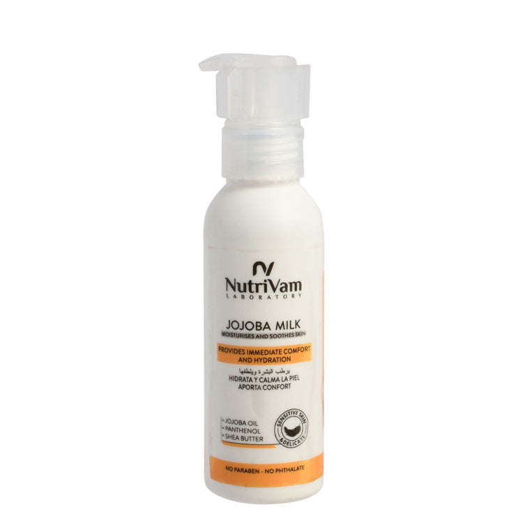 Nutrivam Moisturizing & Soothing Body Milk with Jojoba Oil, Panthenol & Shea Butter for Sensitive & Delicate Skin - parabens free, phthalates free