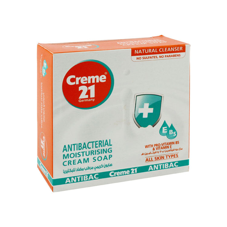Creme 21 Antibacterial Moisturizing Soap Bar with Pro-Vitamin B5 & Vitamin E for All Skin Types - sulfate free, parabens free