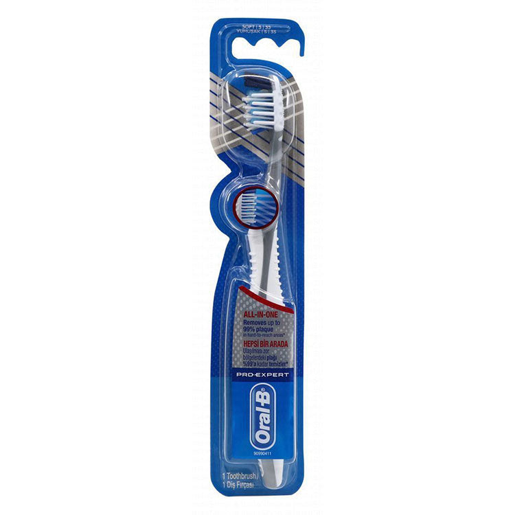 فرشاة أسنان Oral-B Pro-Expert All in One باللونين البني والأبيض ناعمة