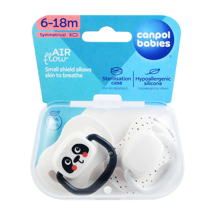 Canpol Babies Hypoallergenic White Symmetrical Silicone Soothers (6-18 Months) - BPA free