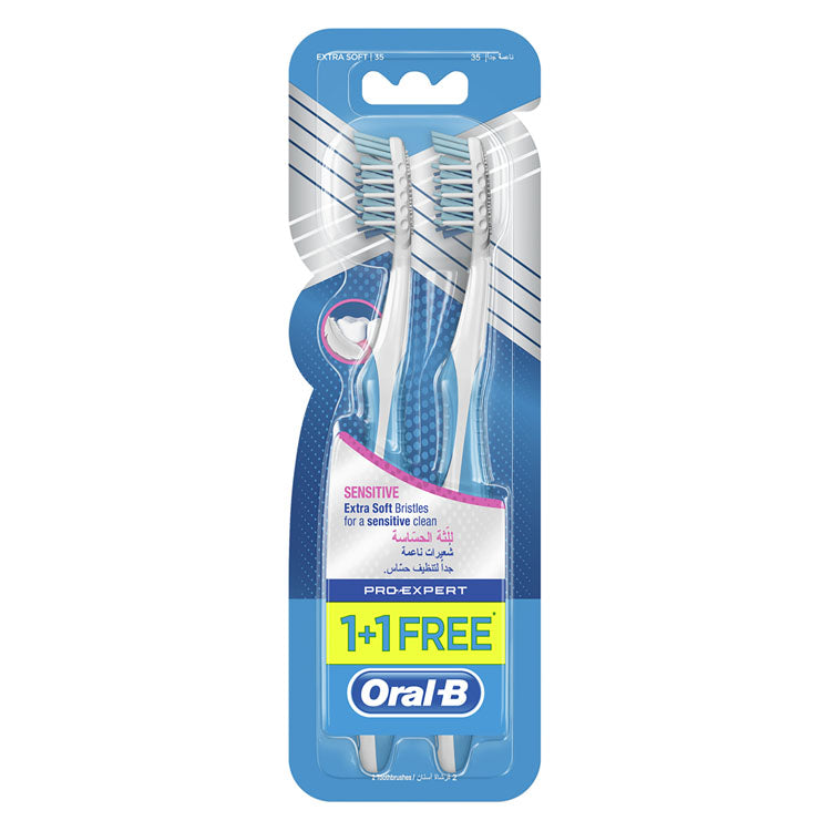 Oral-B Pro Expert Blue & White Extra Soft Toothbrushes for Sensitive Gums (1+1 Free)
