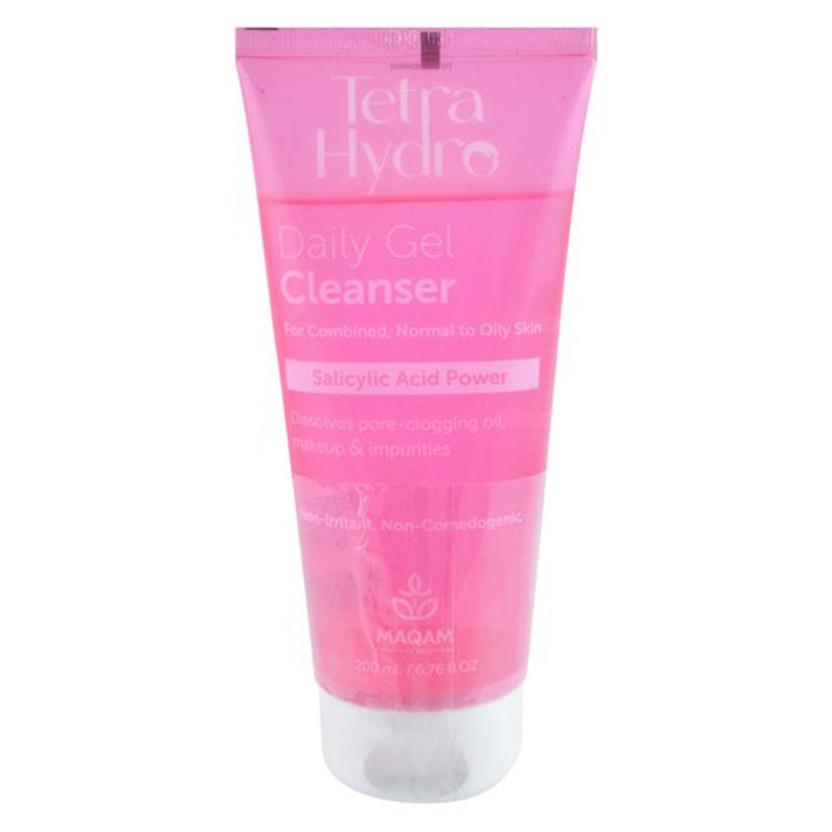 Tetra Hydro Non-Irritant Daily Gel Facial Cleanser with Salicylic Acid For Normal, Oily & Combination Skin - non comedogenic, parabens free 200 ml