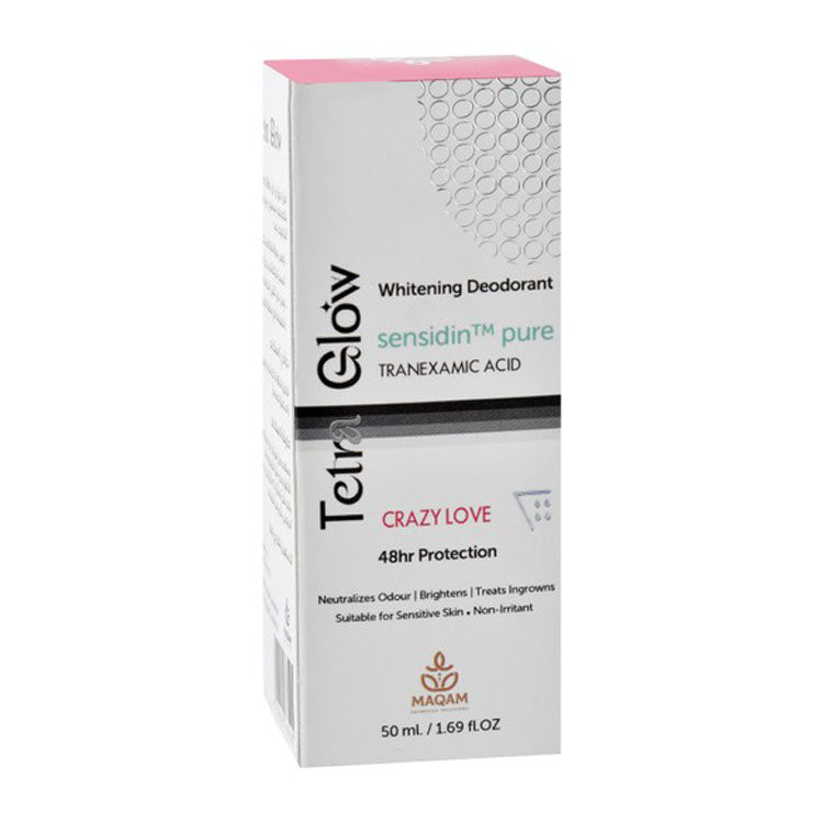 Tetra Glow Crazy Love مزيل عرق رول أون حماية، تبييض وتفتيح 48 ساعة مع حمض الترانيكساميك 50 مل