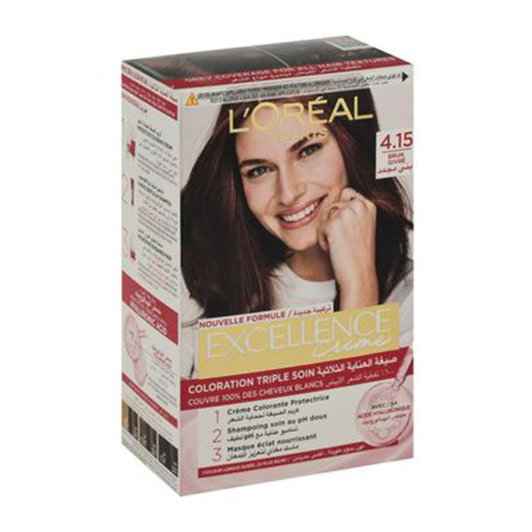 L'Oreal Paris Excellence Ash Supreme Hair Coloring Kit Brun Givre 4.15