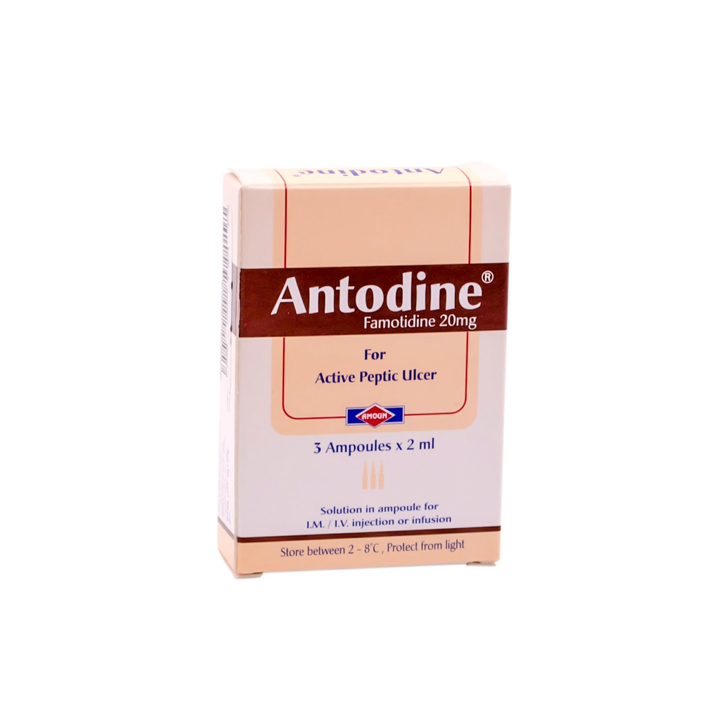 Antodine 20mg Famotidine Solution Ampoules for Treating Active Peptic Ulcer