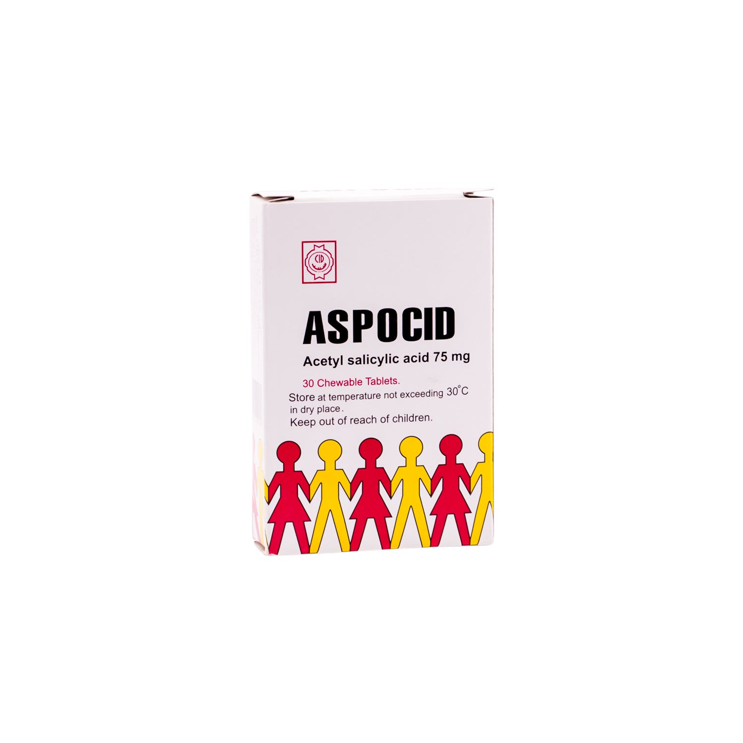 أقراص أسبسيد 75 ملغ من حمض أسيتيل الساليسيليك للمضغ لعلاج الحمى والألم الخفيف