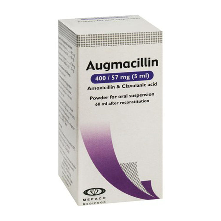 مسحوق معلق فموي أوغماسيلين 400 ملغ أموكسيسيلين و57 ملغ حمض الكلافولانيك