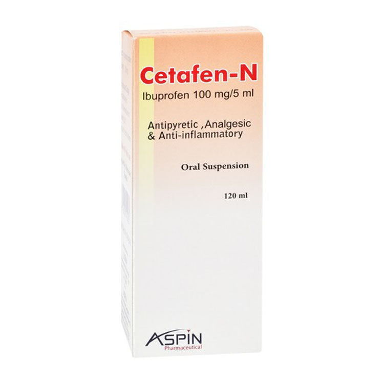 Cetafen-N 100mg/5ml Ibuprofen Antipyretic, Analgesic & Anti-Inflammatory Suspension 120 ml
