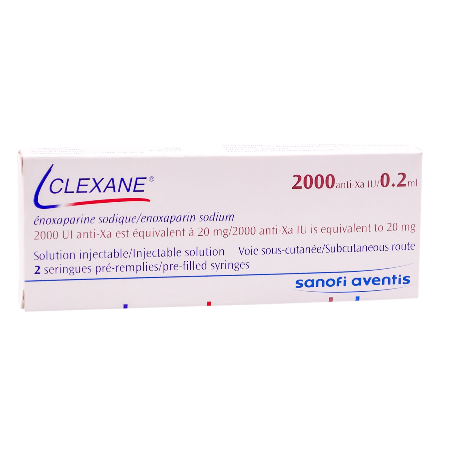 محاقن كليكسان 2000 وحدة دولية من محلول إينوكسابارين الصوديوم مع 0.2 مل من الماء