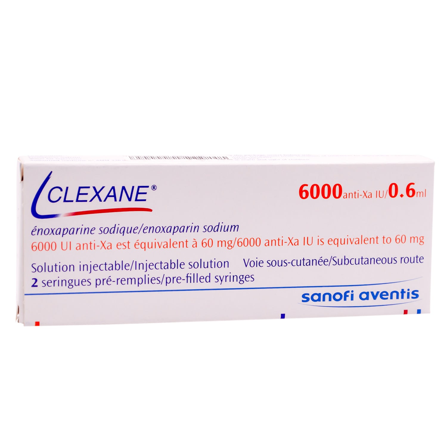 Clexane 6000 IU Enoxaparin Sodium Solution with 0.6ml Water Syringes