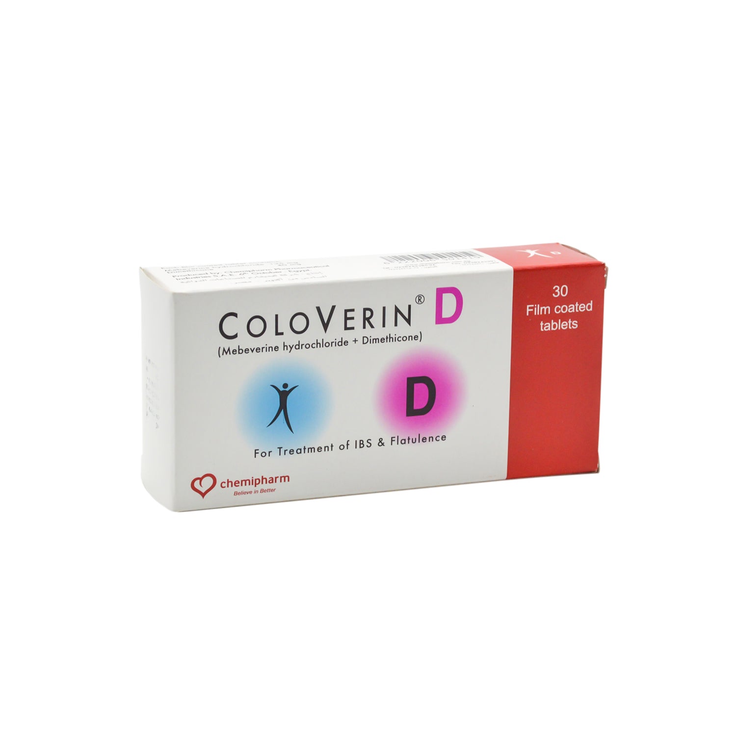 كولوفيرين د مع هيدروكلوريد ميبفرين وديميثيكون لعلاج متلازمة القولون العصبي وانتفاخ البطن