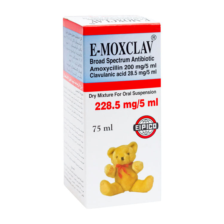 E-Moxclav 228.5mg/5ml with Amoxycillin & Clavulanic Acid Antibiotic Powder for Oral Suspension