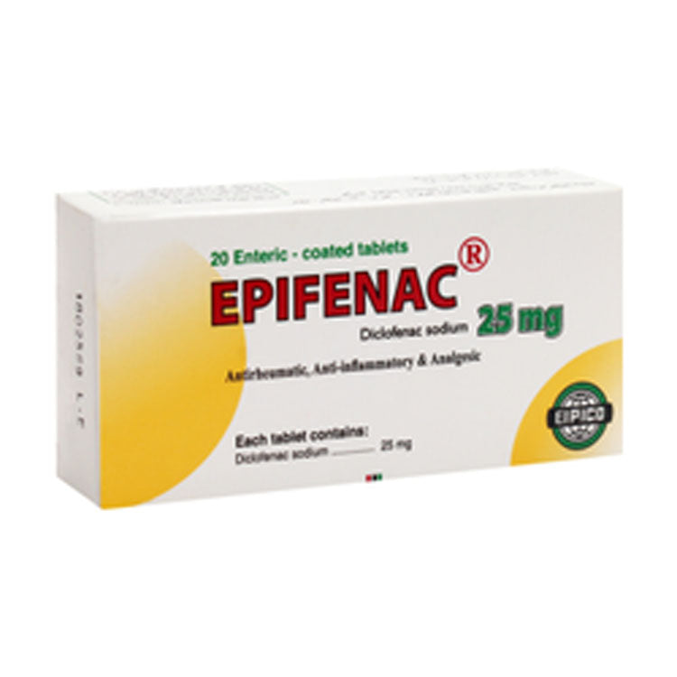 إيبفيناك ٢٥ ملغ ديكلوفيناك الصوديوم مضاد للروماتيزم، ومضاد للالتهابات، ومسكن للألم