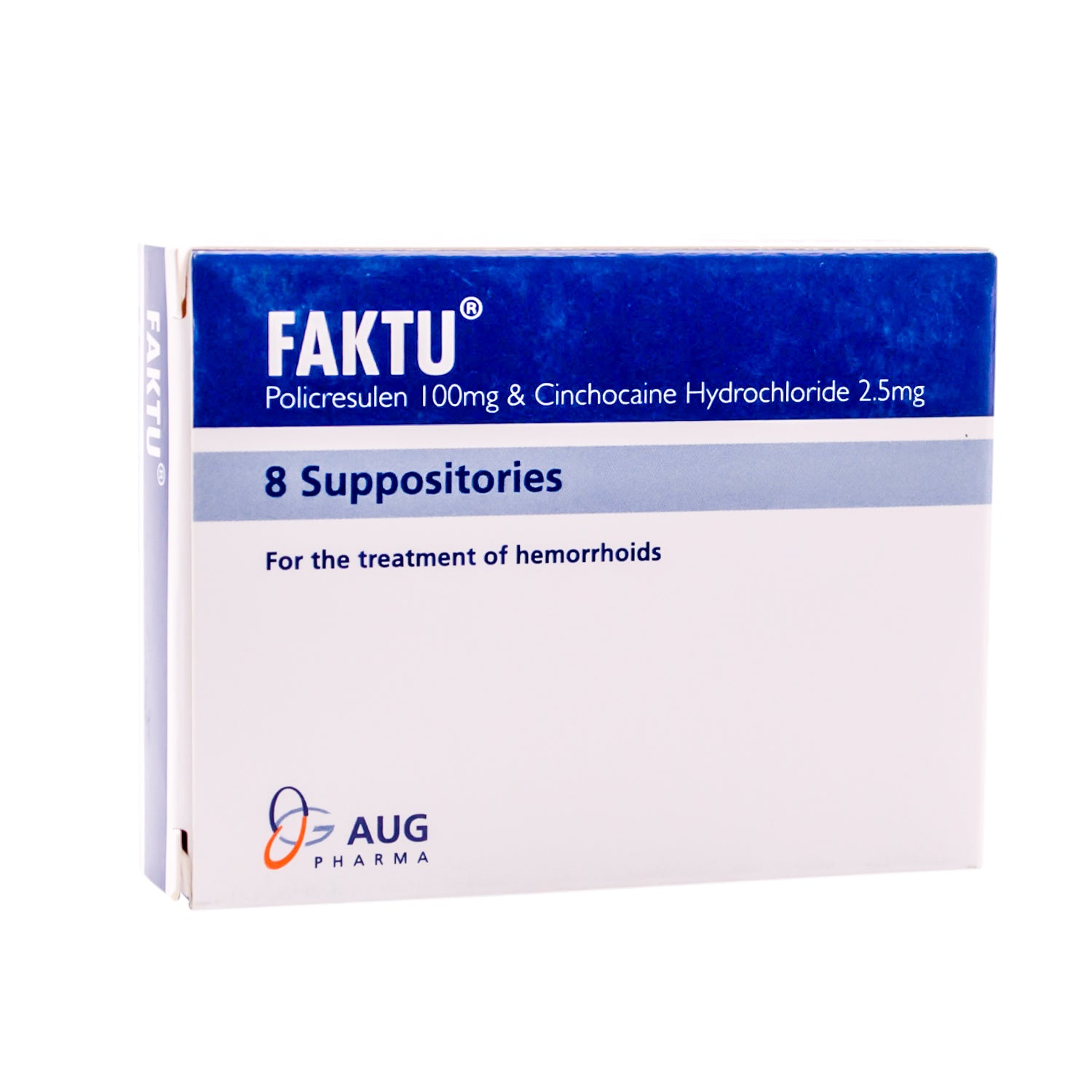 Faktu 100mg Policresulen & 2.5mg Cinchocaine HCL Suppositories for Treating Hemorrhoids