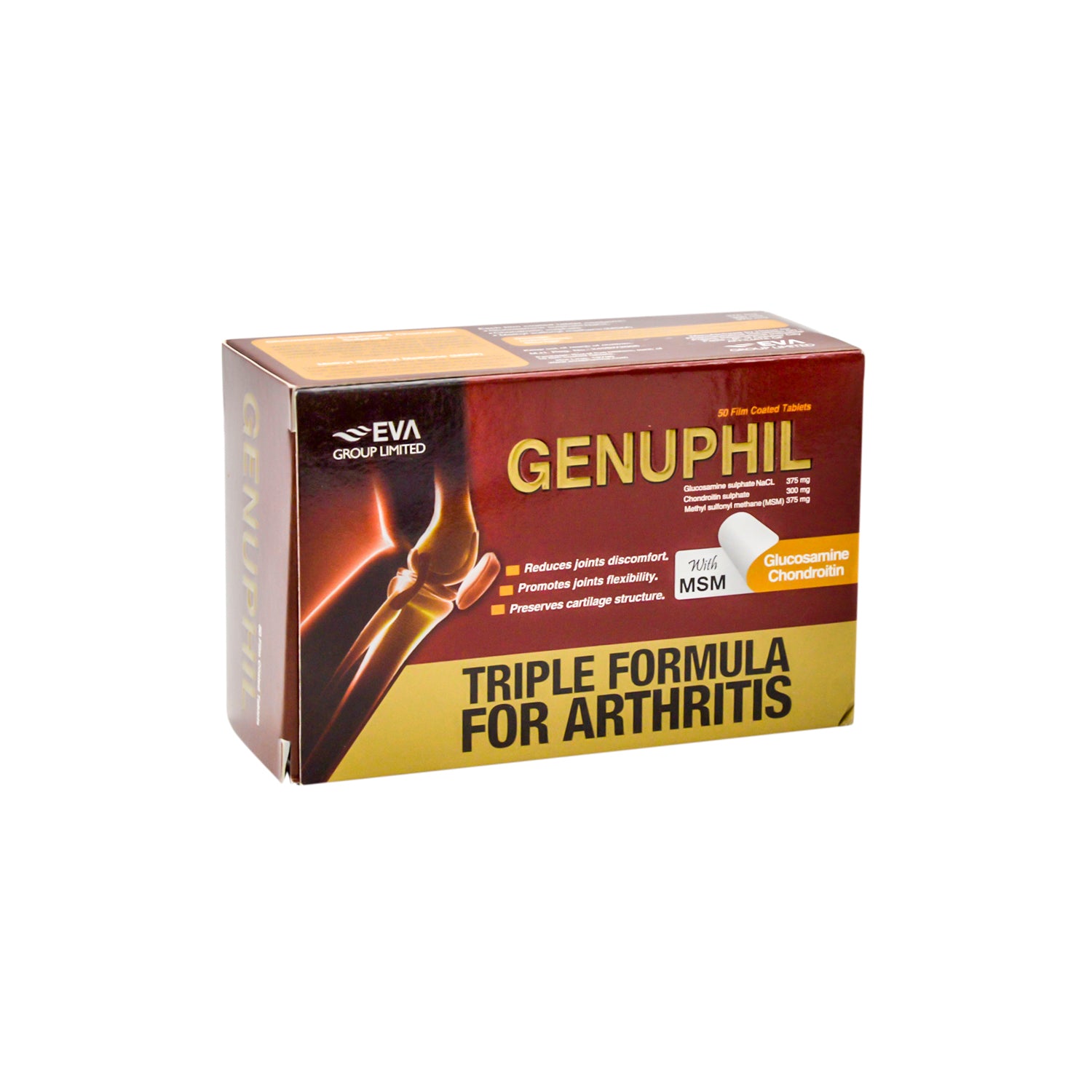 Genuphil Original 1125mg Glucosamine Joint Support Supplement with MSM & Chondroitin