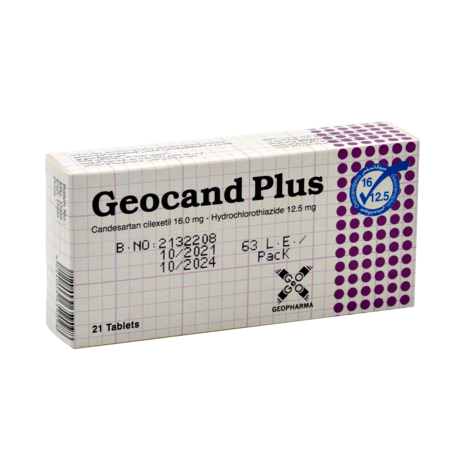 Geocand Plus with Candesartan Cilexetil 16.0 mg & Hydrochlorothiazide 12.5 mg