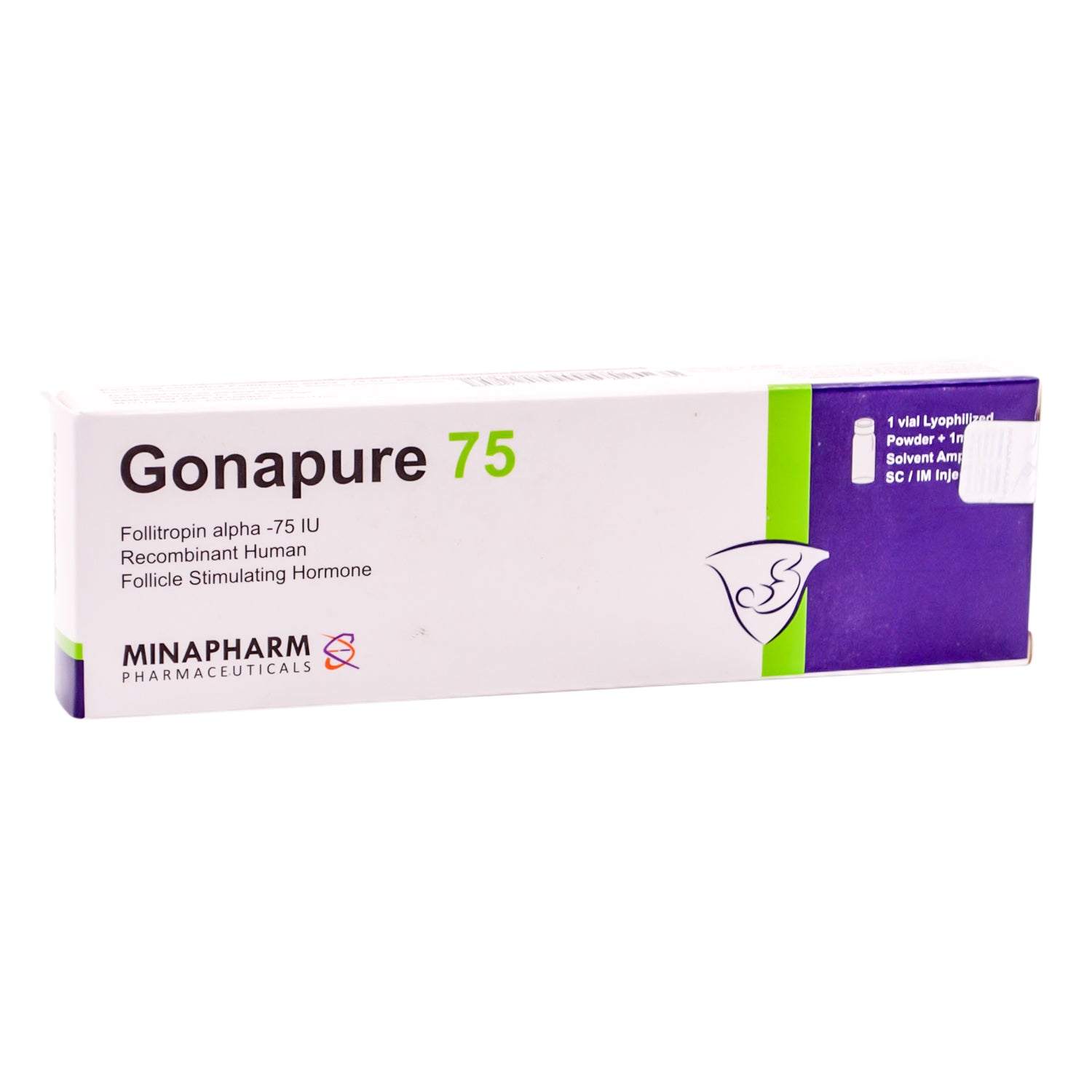 Gonapure 75 IU Recombinant Human Follicle Stimulating Hormone Vial with 1ml Solvent Ampoule for Subcutaneous & Intramuscular Injection