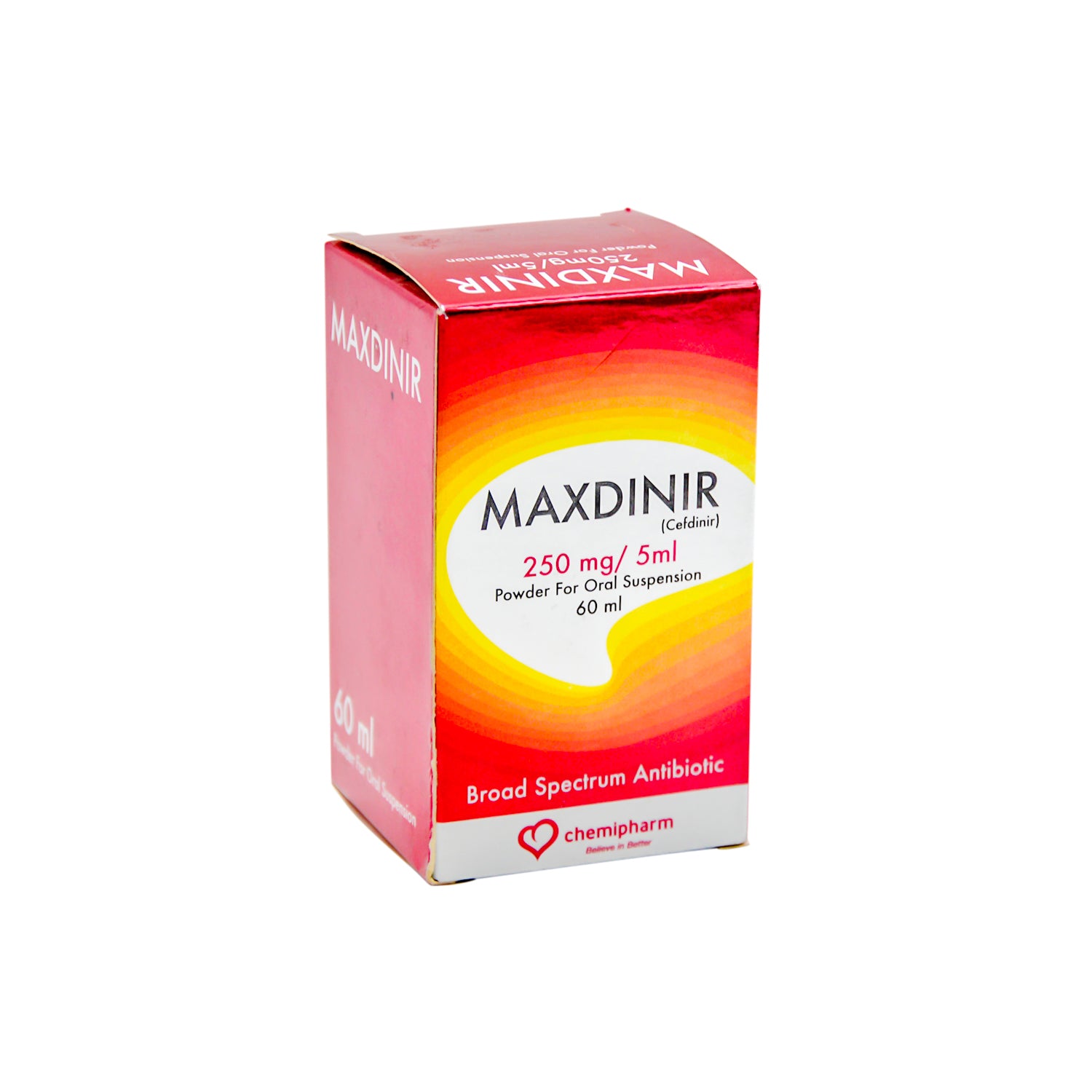 ماكسدينير 125 ملغ/5 مل، سيفدينير، مسحوق مضاد حيوي واسع الطيف للتعليق الفموي