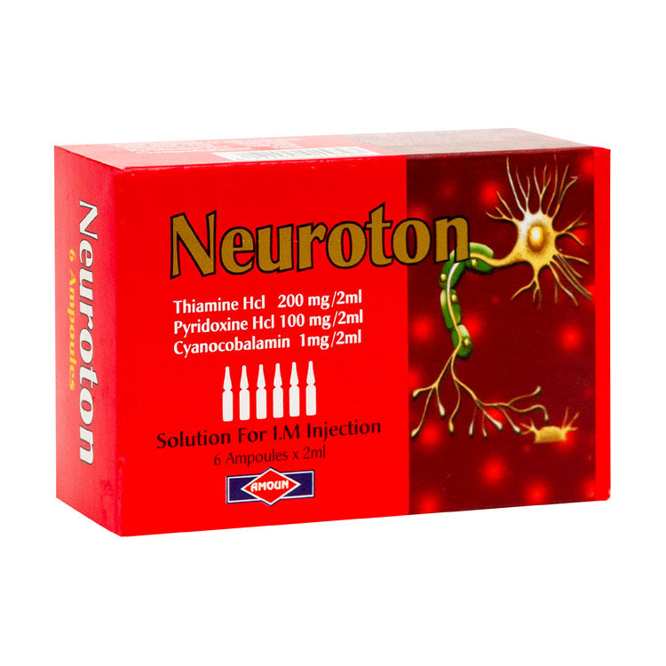 Neuroton with Thiamine HCL, Pyridoxine HCL & Cyanocobalamin Ampoules for Intramuscular Injection