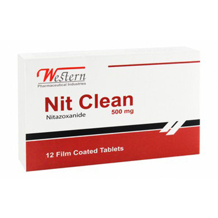 Nit Clean 500 ملجم نتازكسانيد دواء طارد للديدان واسع المدى 12 قرصاً