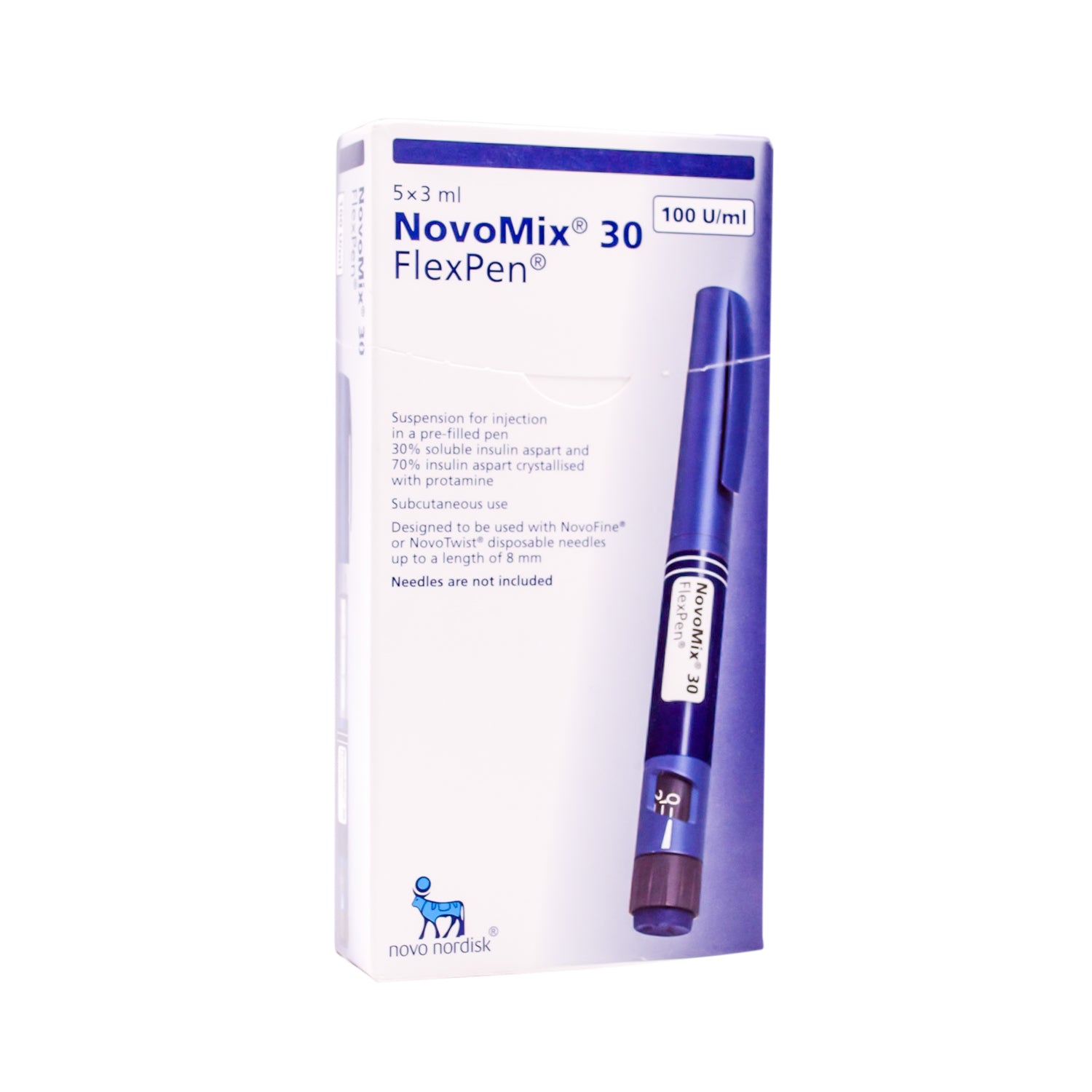 قلم نوفوميكس 30 فليكس، 100 وحدة/مل، معلق أنسولين أسبارت مع بروتامين للحقن تحت الجلد