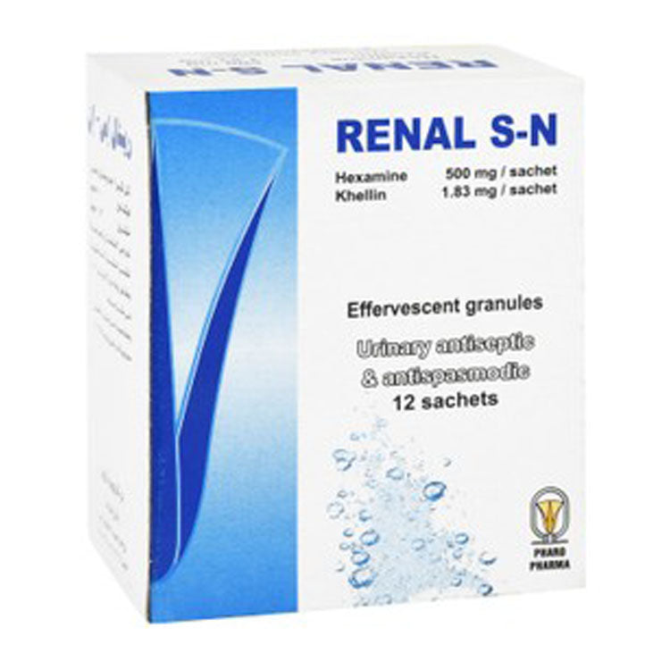 Renal S-N 500mg Hexamine & 1.83mg Khellin Effervescent Granule Sachets for Urinary Antiseptic & Antispasmodic