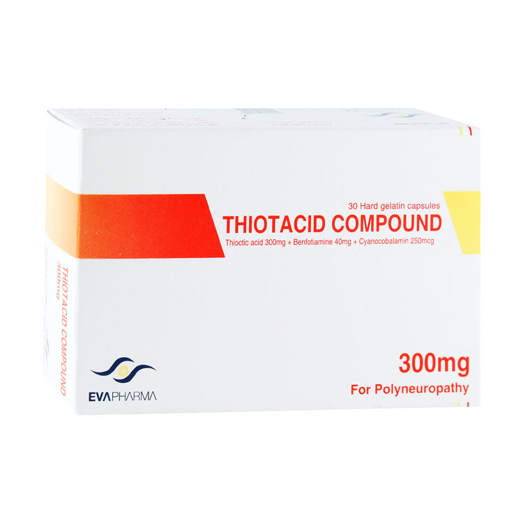 Thiotacid Compound 300mg Thioctic Acid, 40mg Benfotiamine & 250mcg Cyanocobalamin for Polyneuropathy