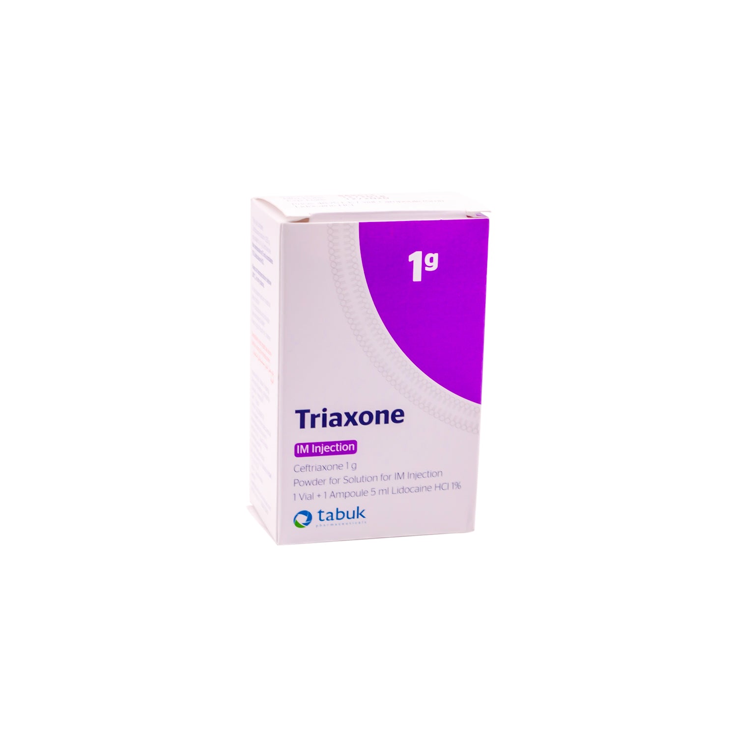 Triaxone 1g Ceftriaxone Vial with Lidocaine Hydrochloride Ampoule for Intramuscular Injection
