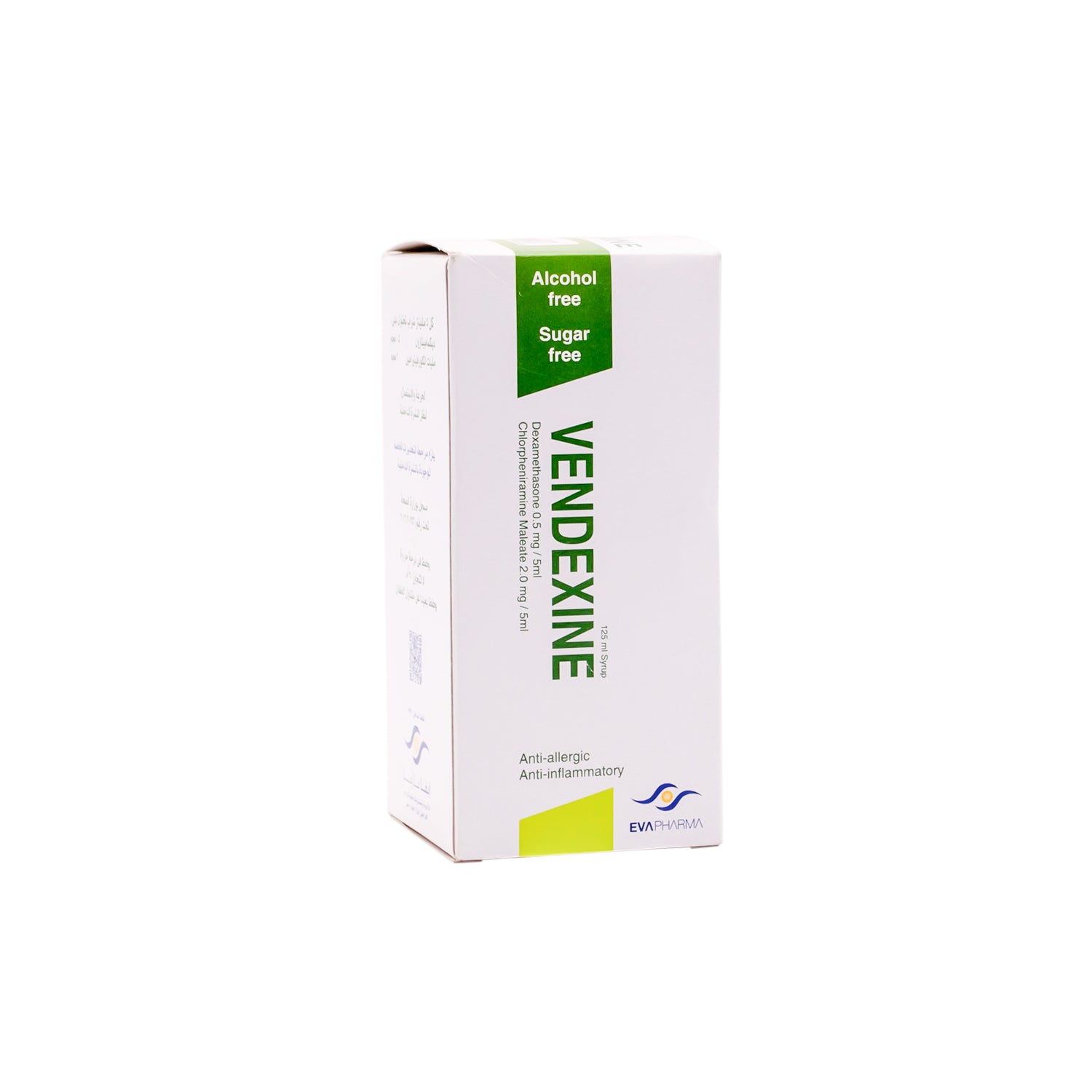 Vendexine 0.5mg/5ml Dexamethasone & 2mg/5ml Chlorpheniramine Anti-Allergic Anti-Inflammatory Syrup - alcohol free, sugar free