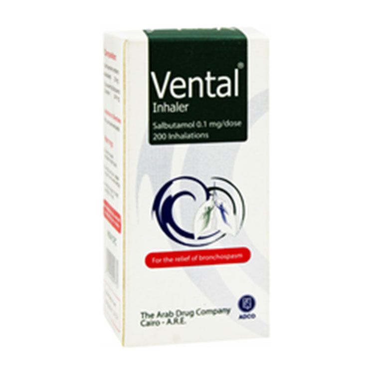 Vental 0.1mg Salbutamol Inhaler for Relieving Bronchospasm
