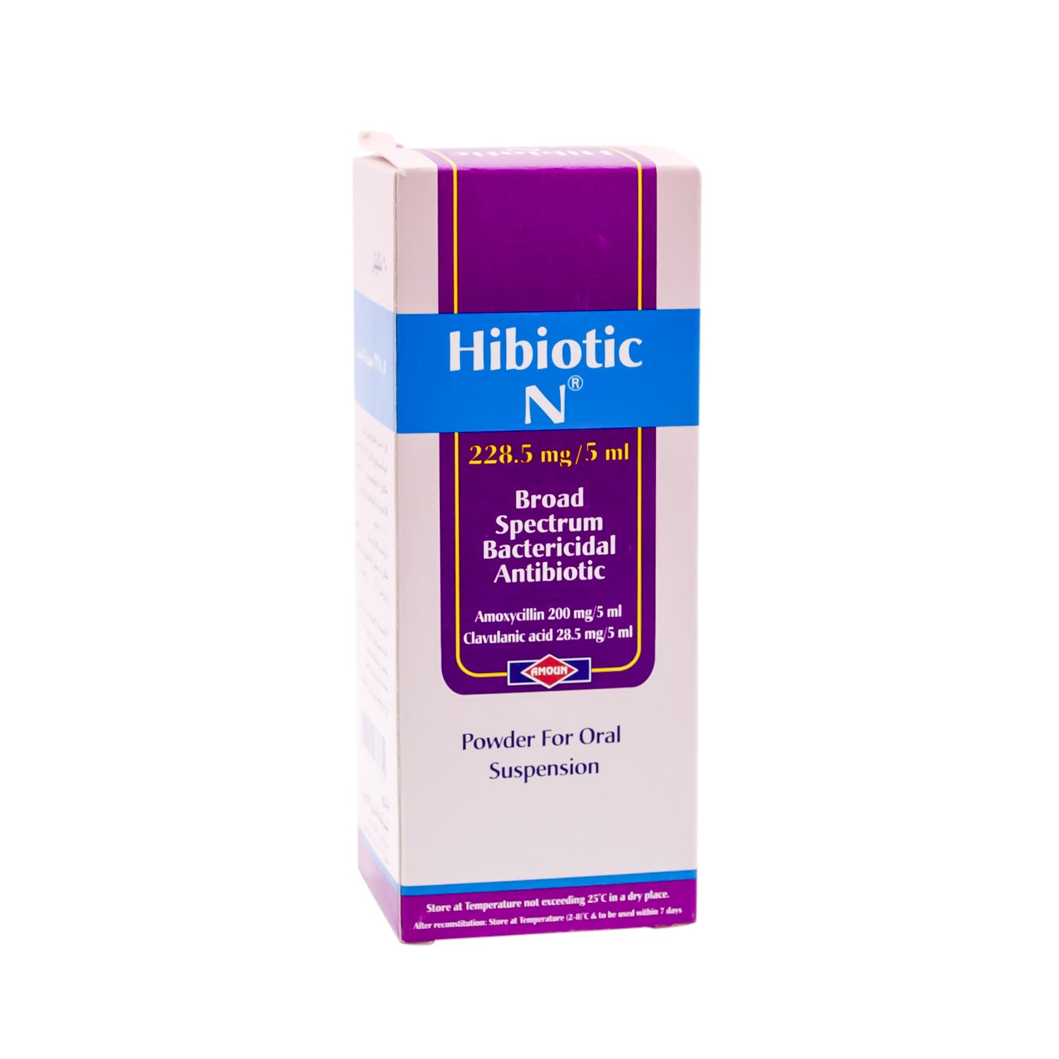 Hibiotic N 228.5mg/5ml Amoxycillin & Clavulanic Acid Broad Spectrum Bactericidal Antibiotic Oral Suspension Powder