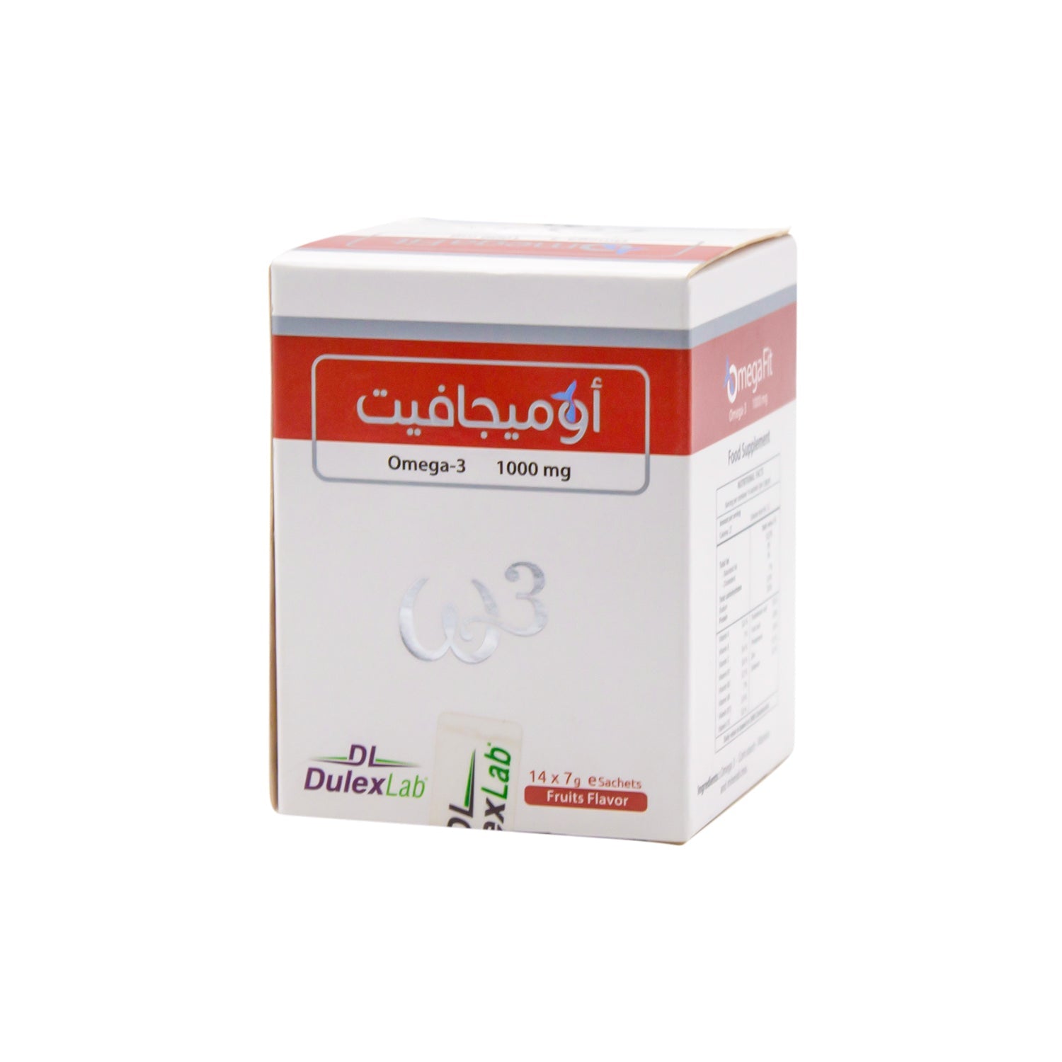 مكمل غذائي أوميغافيت 1000 ملغ من مسحوق أوميغا 3 مع الفيتامينات والمعادن بنكهة الفواكه