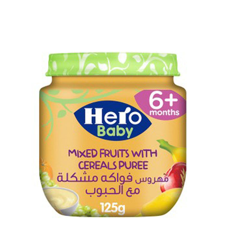 مهروس الفواكه المشكلة من هيرو بيبي مع الجزر والشوفان (٦ أشهر فأكثر) - خالٍ من الغلوتين والمواد الحافظة