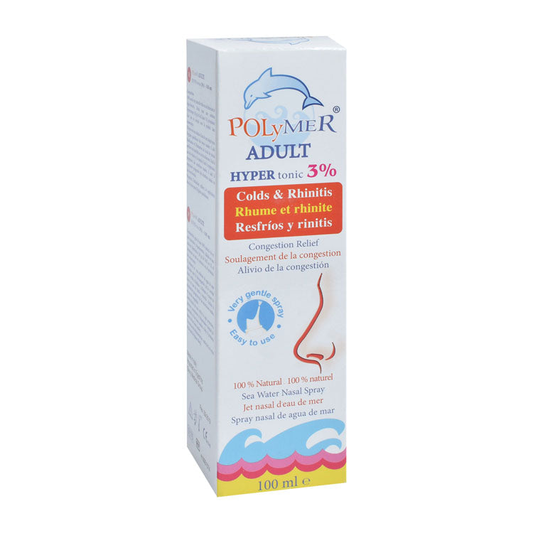 بخاخ الأنف بوليمر 3% بماء البحر عالي التوتر لتخفيف أعراض الزكام والتهاب الأنف للبالغين - خالٍ من المواد الحافظة