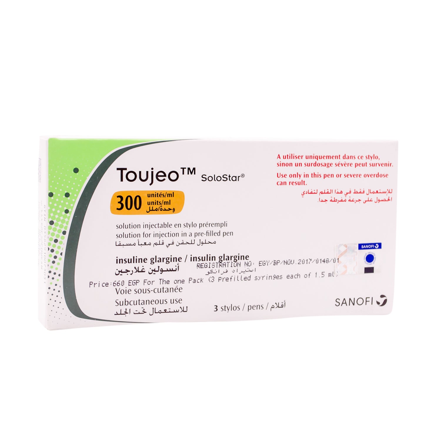 Toujeo Solostar 300units/ml Insulin Glargine Solution Pens for Injection