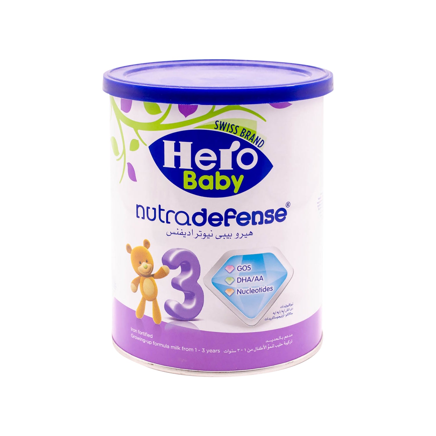 تركيبة حليب هيرو بيبي نيوتراديفنس للأطفال المتنامية مع الحديد المدعم، والجالاكتو-أوليغوساكاريد والنيوكليوتيدات، المرحلة 3 (1-3 سنوات)